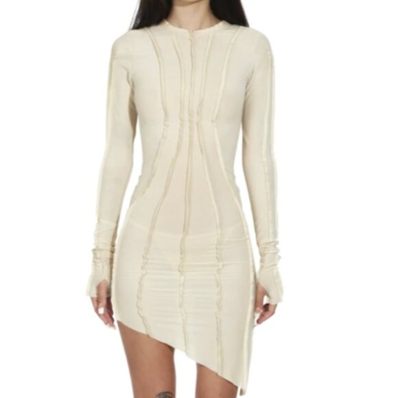 VINTAGE Asymmetric Long Sleeve Mini Dress - Picture 1 of 11